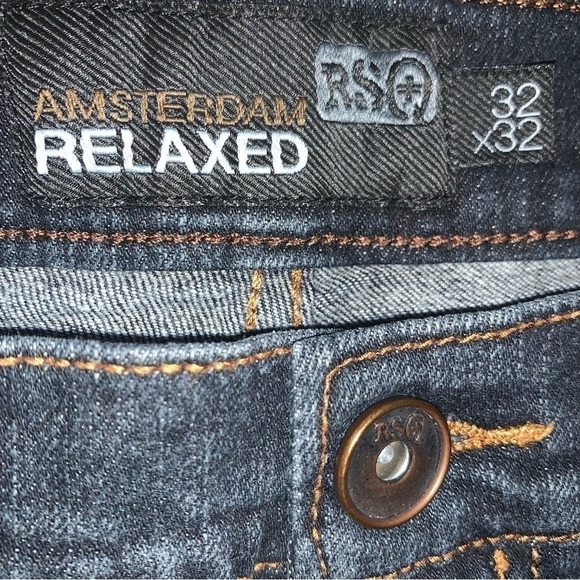 RSQ Dark Wash Relaxed Fit Men’s Jeans size 32x32 FLAW - Picture 3 of 6